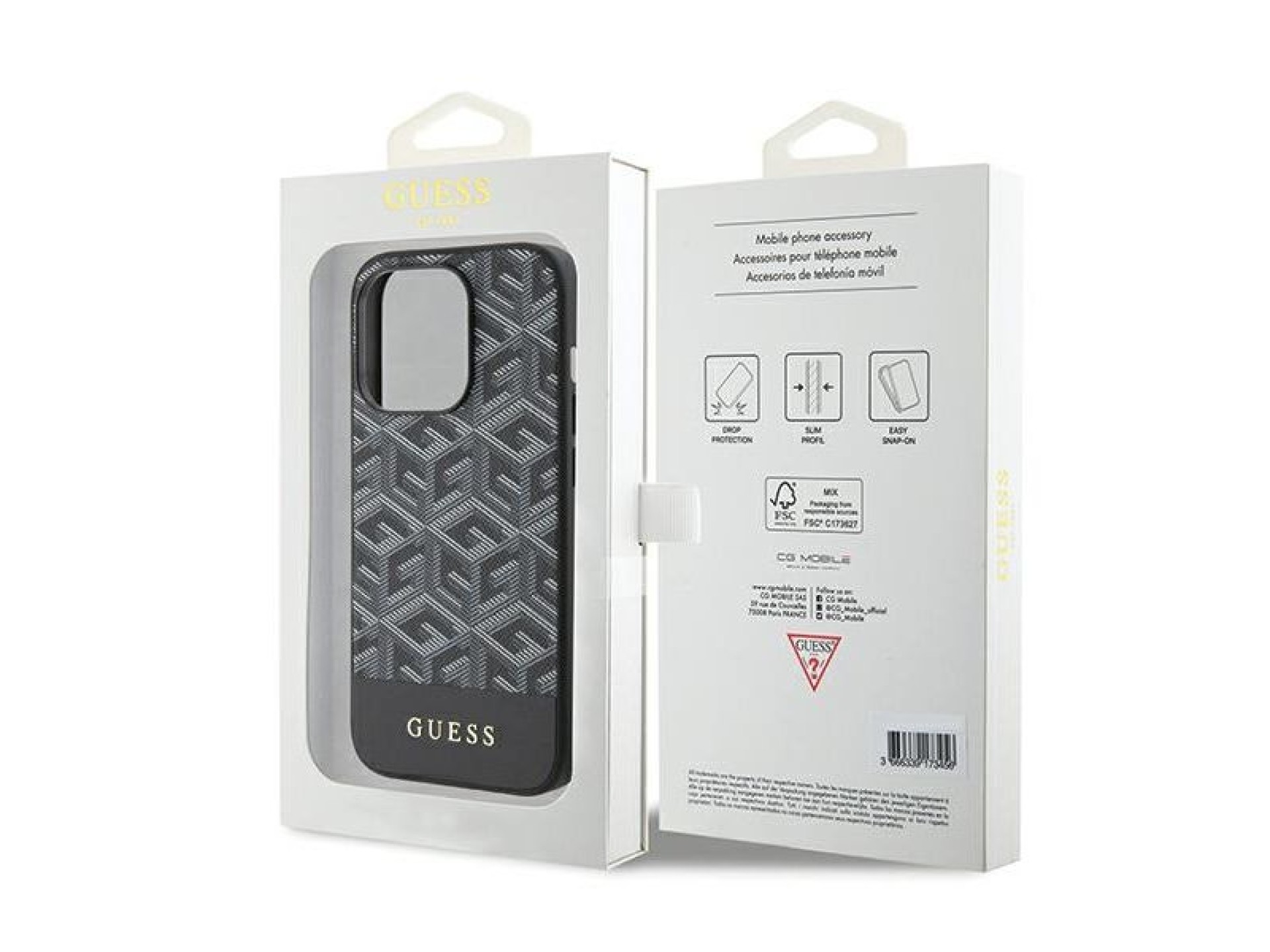 Guess GCube Stripes MagSafe case for iPhone 15 Pro Max - black