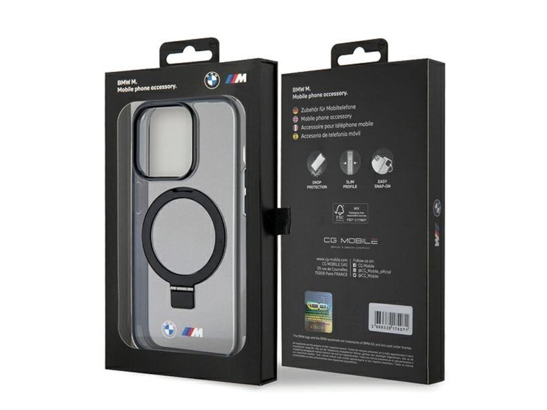 BMW Ring Stand M Collection MagSafe Case for iPhone 15 Pro - Black