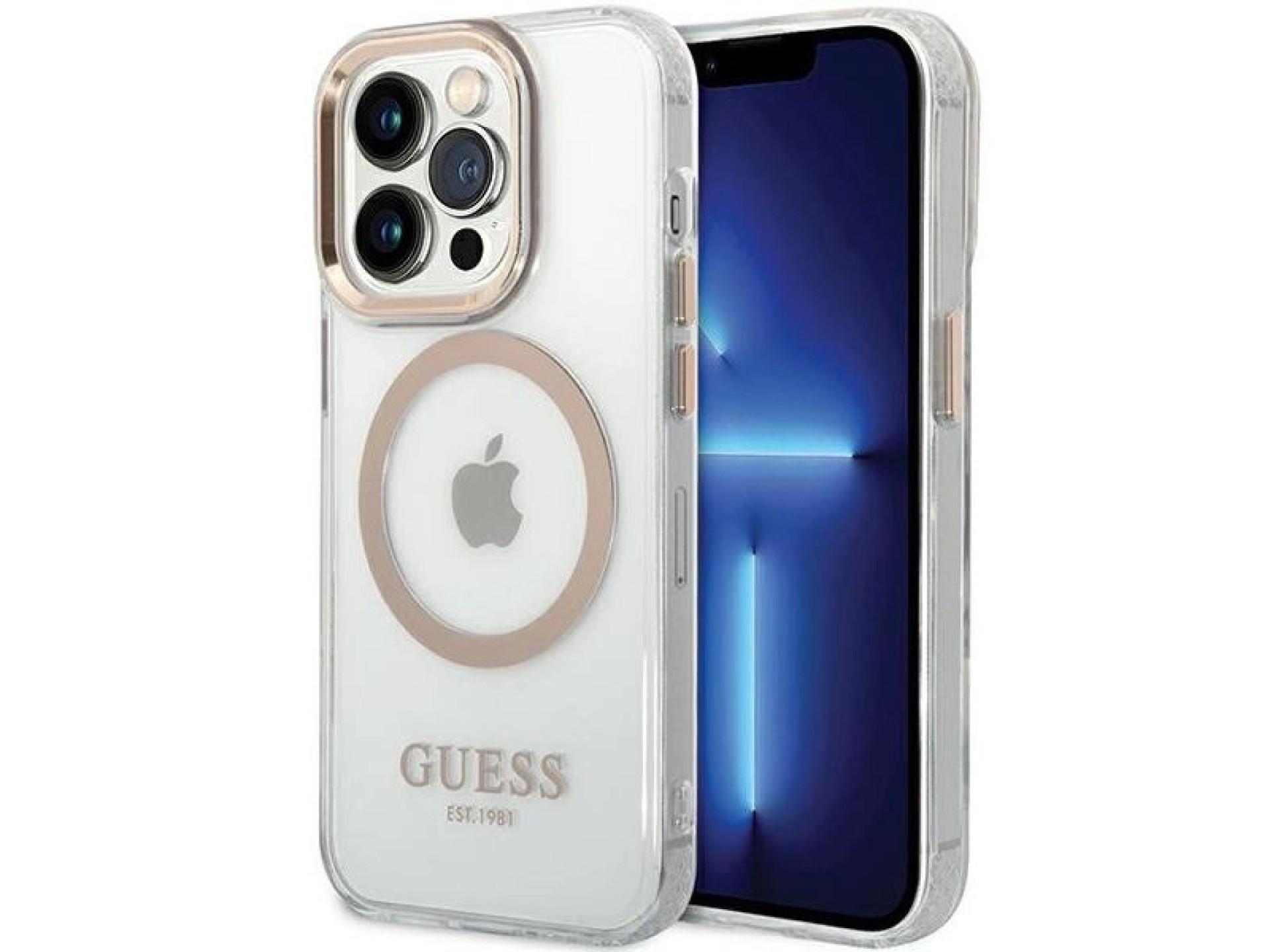 Guess Metal Outline Magsafe case for iPhone 15 / 14 / 13 - gold