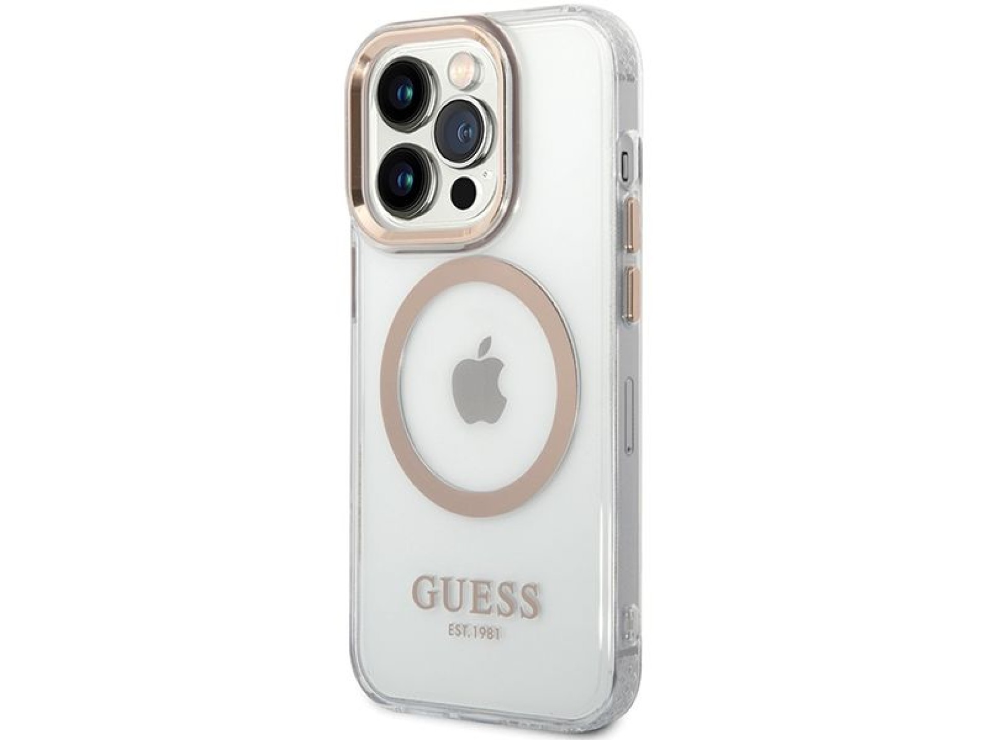 Guess Metal Outline Magsafe case for iPhone 15 / 14 / 13 - gold
