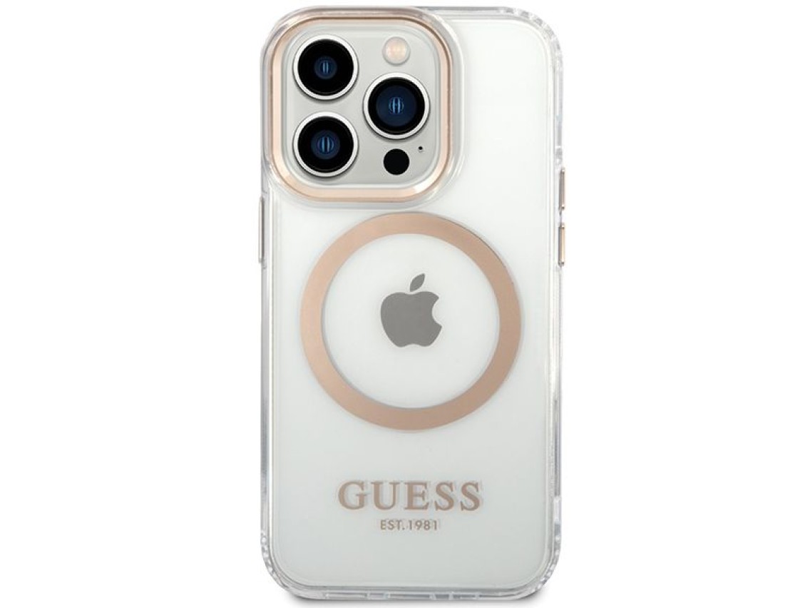 Guess Metal Outline Magsafe case for iPhone 15 / 14 / 13 - gold