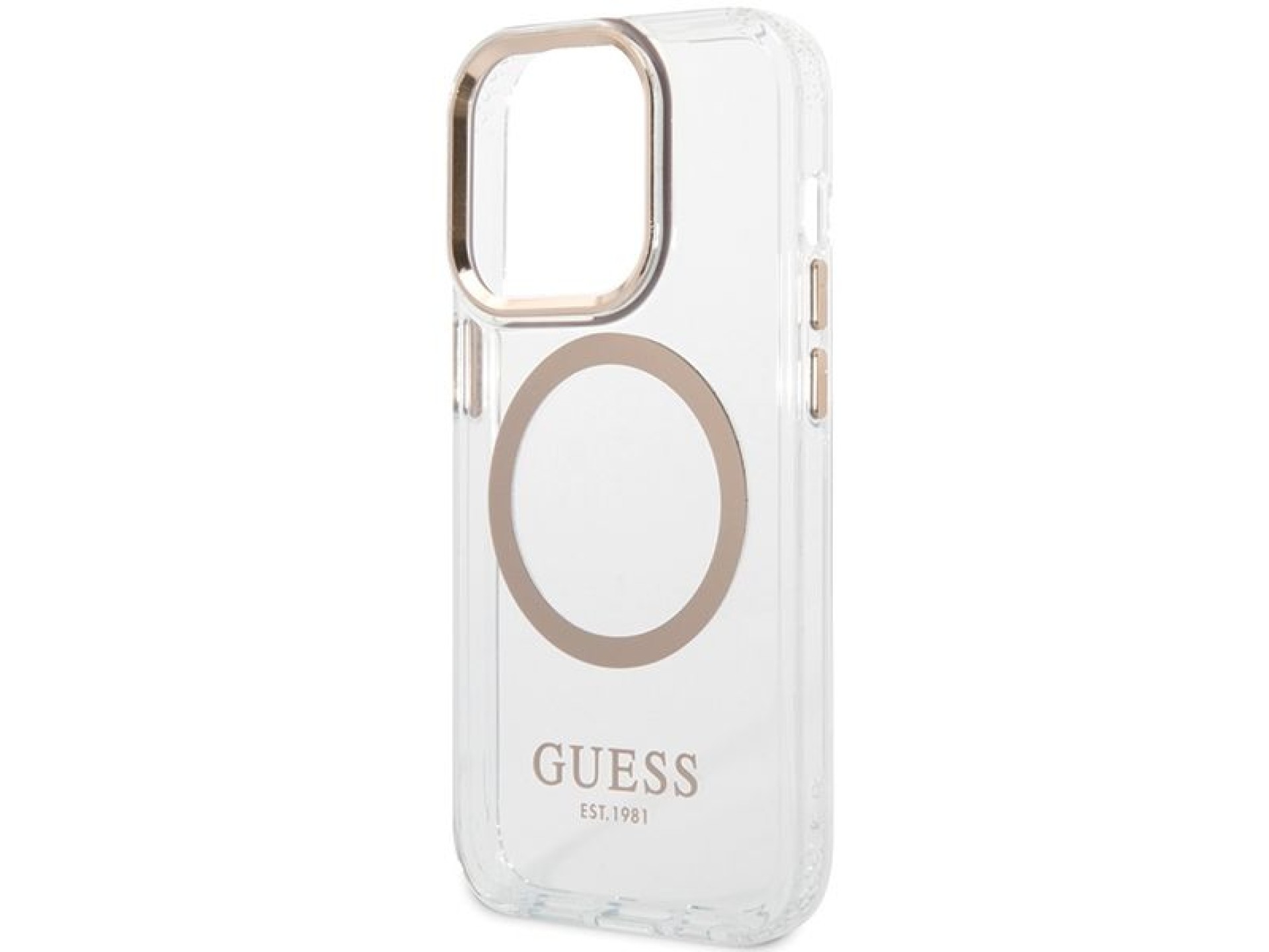 Guess Metal Outline Magsafe case for iPhone 15 / 14 / 13 - gold