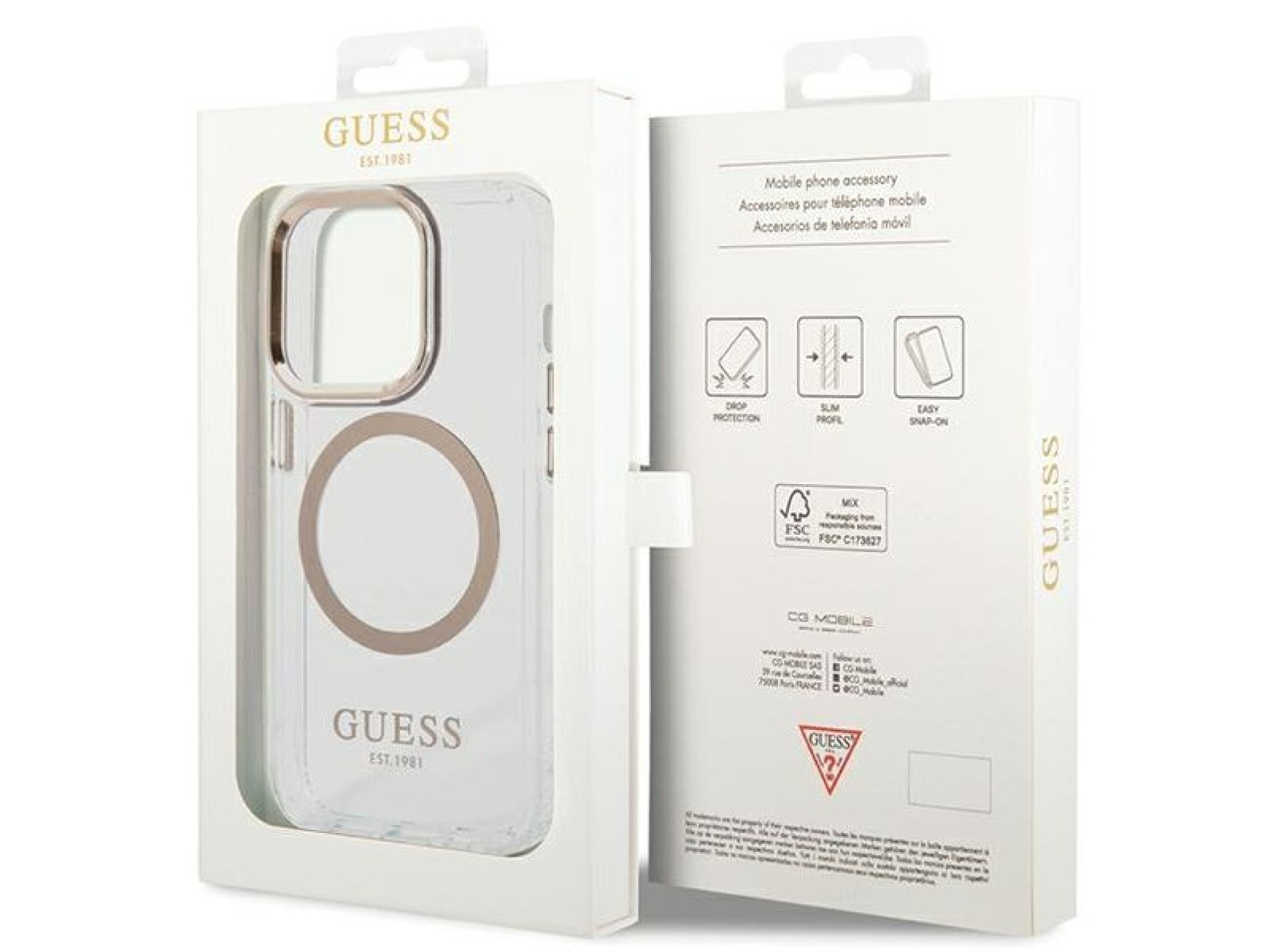 Guess Metal Outline Magsafe case for iPhone 15 / 14 / 13 - gold