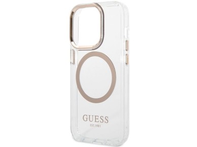 Guess Metal Outline MagSafe case for iPhone 15 Pro - gold Guess Metal Outline MagSafe case for iPhone 15 Pro - gold