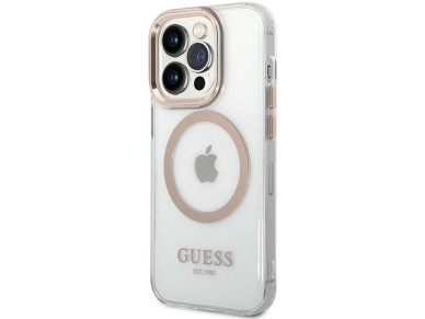 Capa Guess Metal Outline Magsafe para iPhone 15 Pro Max - Dourada