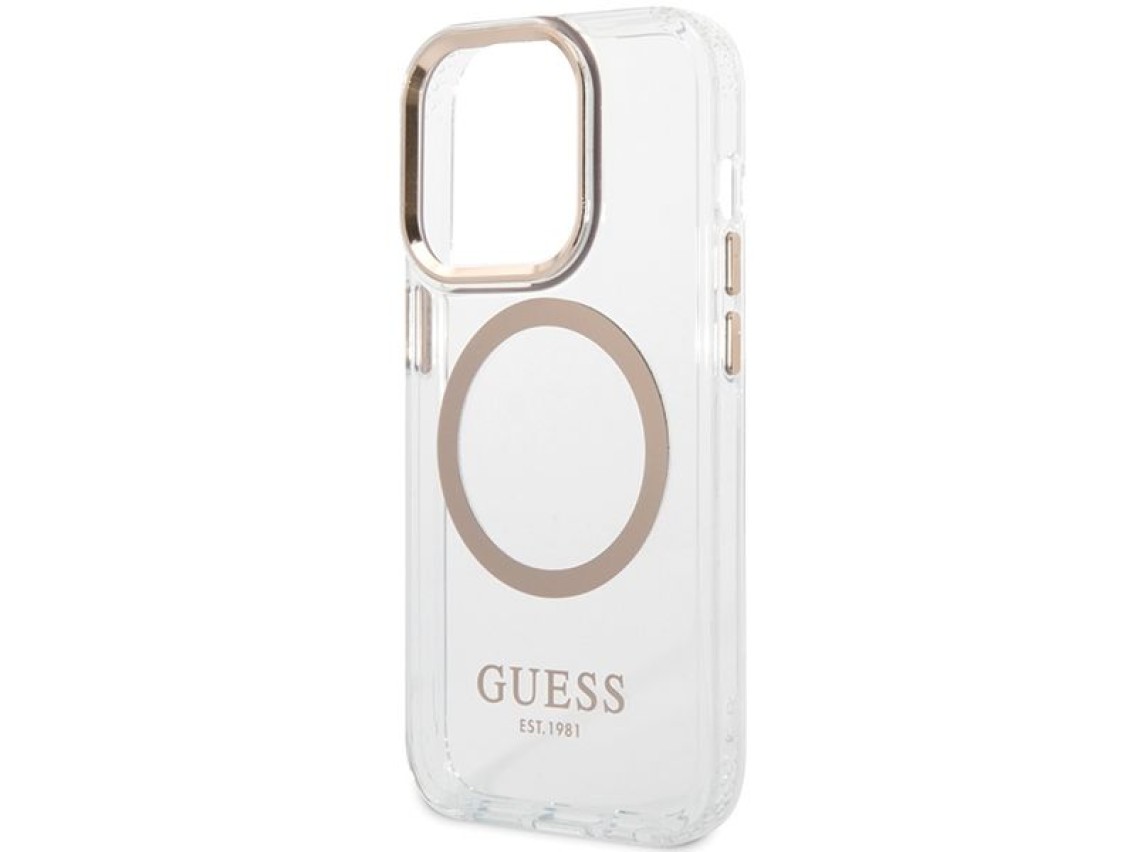 Guess Metal Outline Magsafe iPhone 15 Pro Max Case - Gold