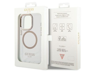 Capa Guess Metal Outline Magsafe para iPhone 15 Pro Max - Dourada
