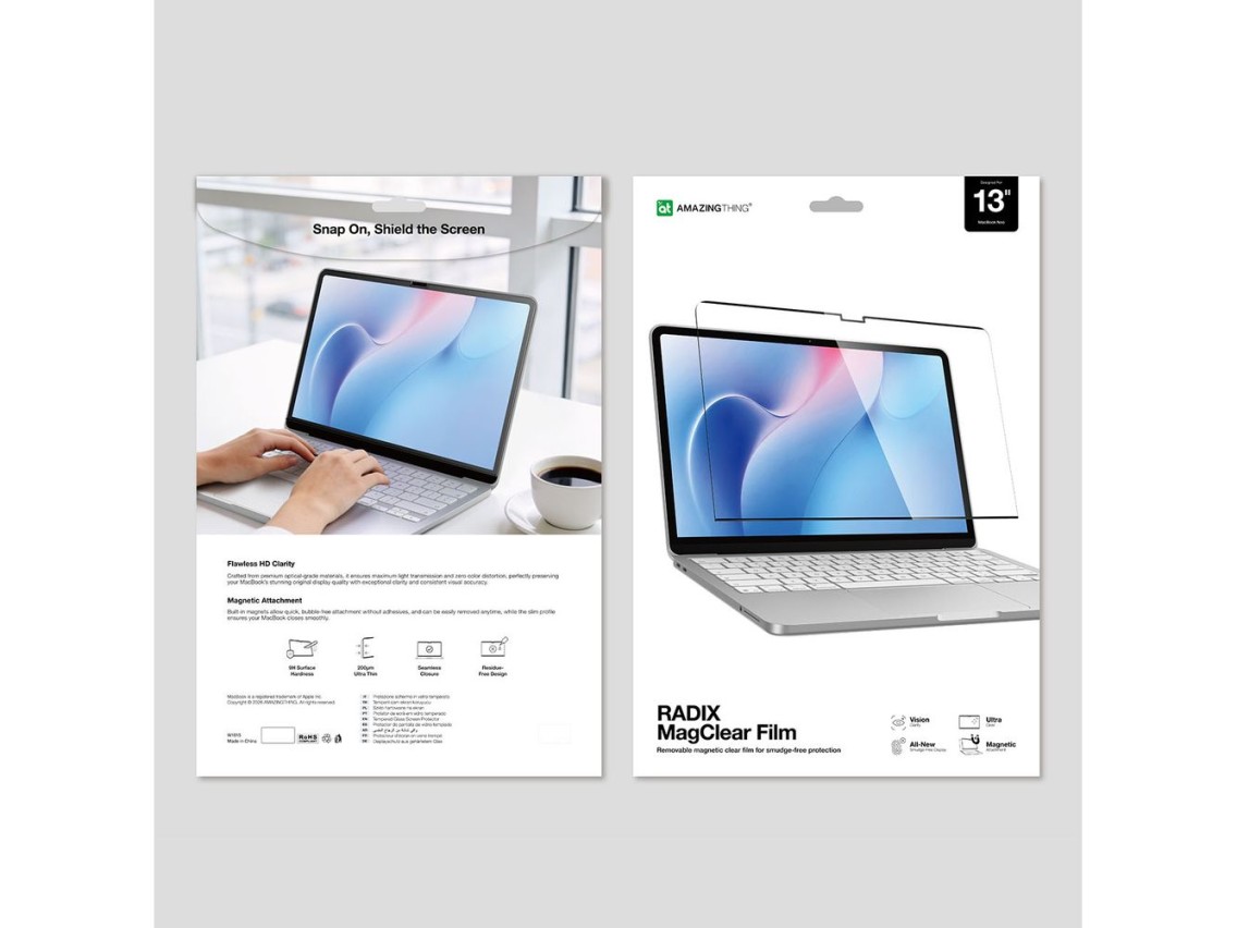 Lámina protectora AmazingThing Radix MagClear para MacBook Neo de 13 pulgadas.