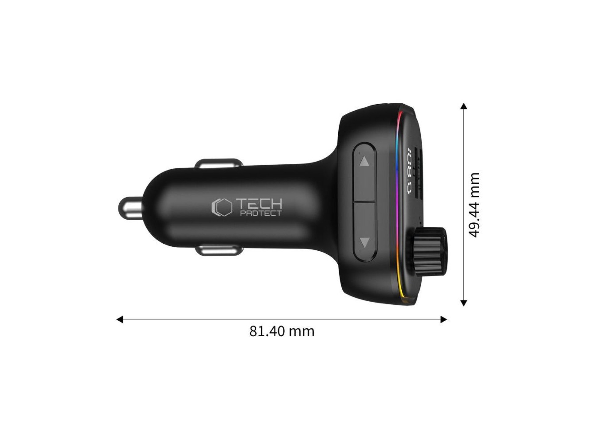 Cargador de coche Tech-Protect CC07 de 3 puertos PD de 54 W + transmisor FM Bluetooth - Negro