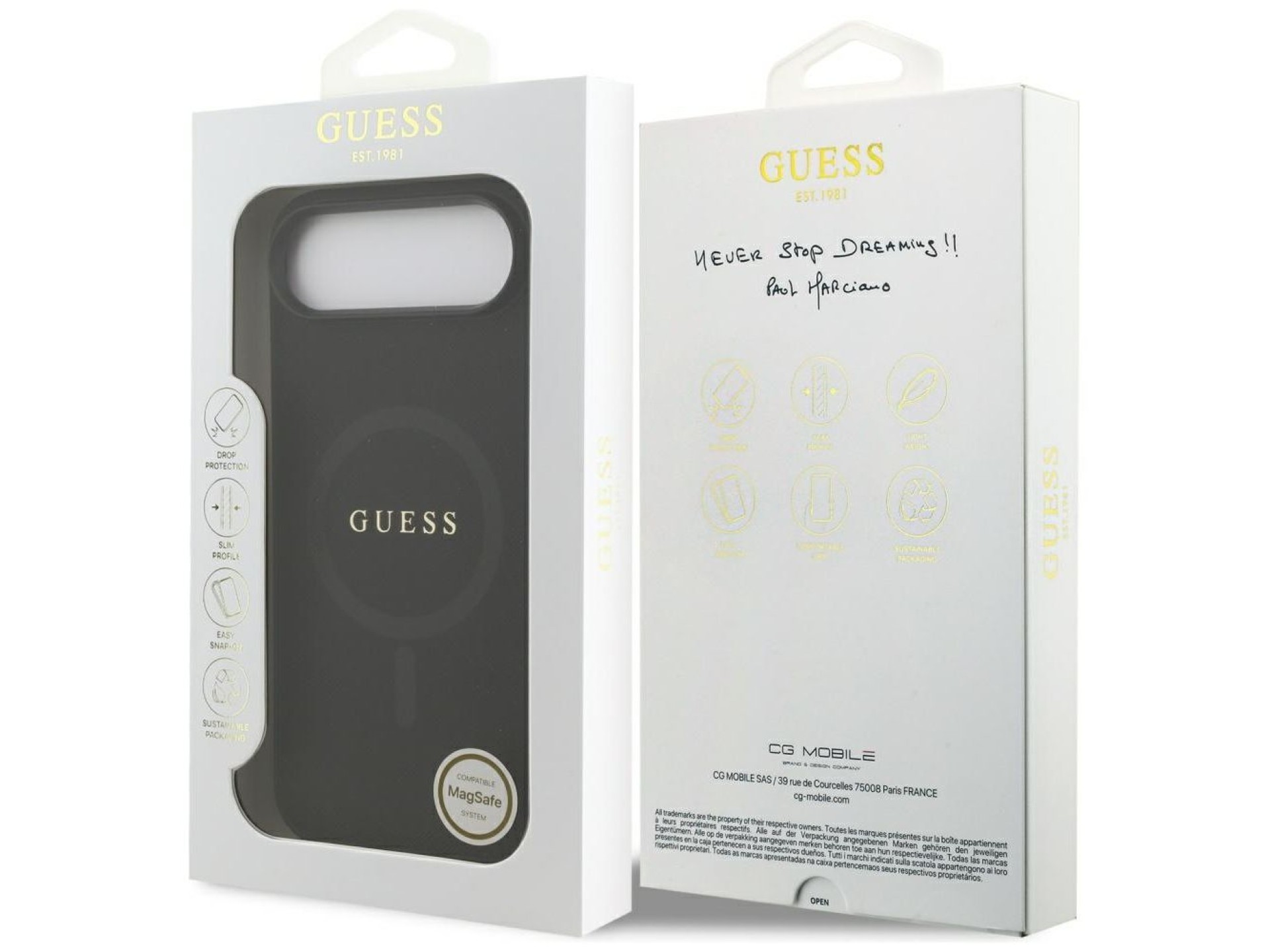 Guess Saffiano Classic Logo MagSafe case for iPhone Air - black