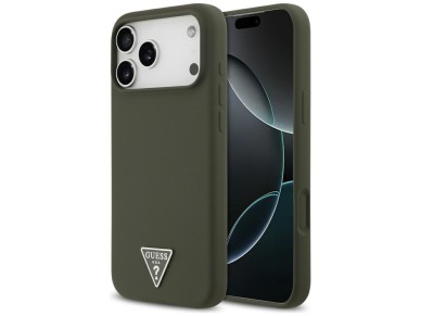 Funda Guess de silicona con logo triangular y MagSafe para iPhone 17 Pro Max - Verde Funda Guess de silicona con logo triangular y MagSafe para iPhone 17 Pro Max - Verde