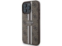 Capa Guess 4G com estampa de listras e MagSafe para iPhone 16 Pro Max - Marrom