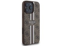 Capa Guess 4G com estampa de listras e MagSafe para iPhone 16 Pro Max - Marrom