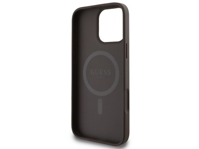 Capa Guess 4G com estampa de listras e MagSafe para iPhone 16 Pro Max - Marrom