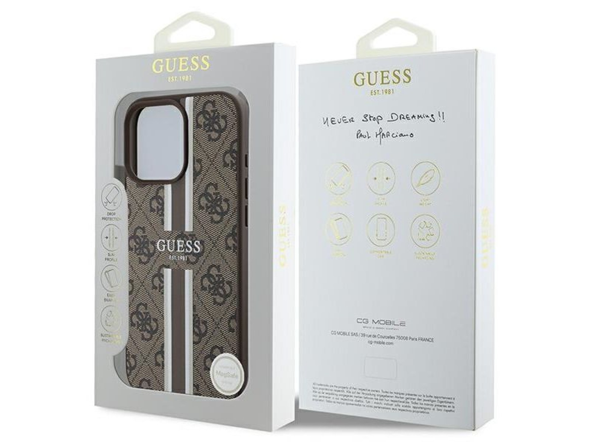 Guess 4G Printed Stripes MagSafe Case for iPhone 16 Pro Max - Brown
