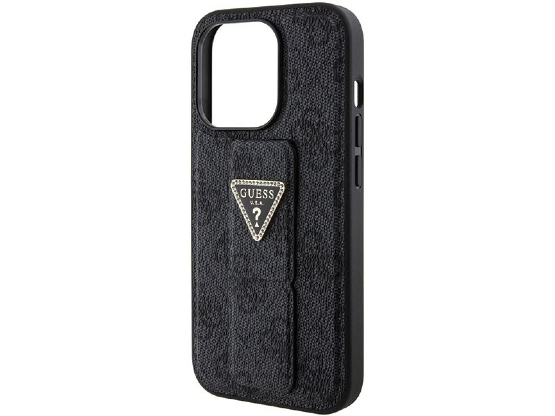 Capa Guess Grip Stand 4G Triangle Strass para iPhone 15 Pro Max - preta