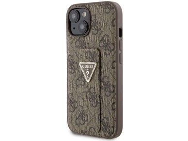 Guess Grip Stand 4G Triangle Strass case for iPhone 15 - brown Guess Grip Stand 4G Triangle Strass case for iPhone 15 - brown