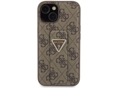 Guess Grip Stand 4G Triangle Strass case for iPhone 15 - brown Guess Grip Stand 4G Triangle Strass case for iPhone 15 - brown