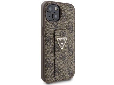 Guess Grip Stand 4G Triangle Strass case for iPhone 15 - brown Guess Grip Stand 4G Triangle Strass case for iPhone 15 - brown