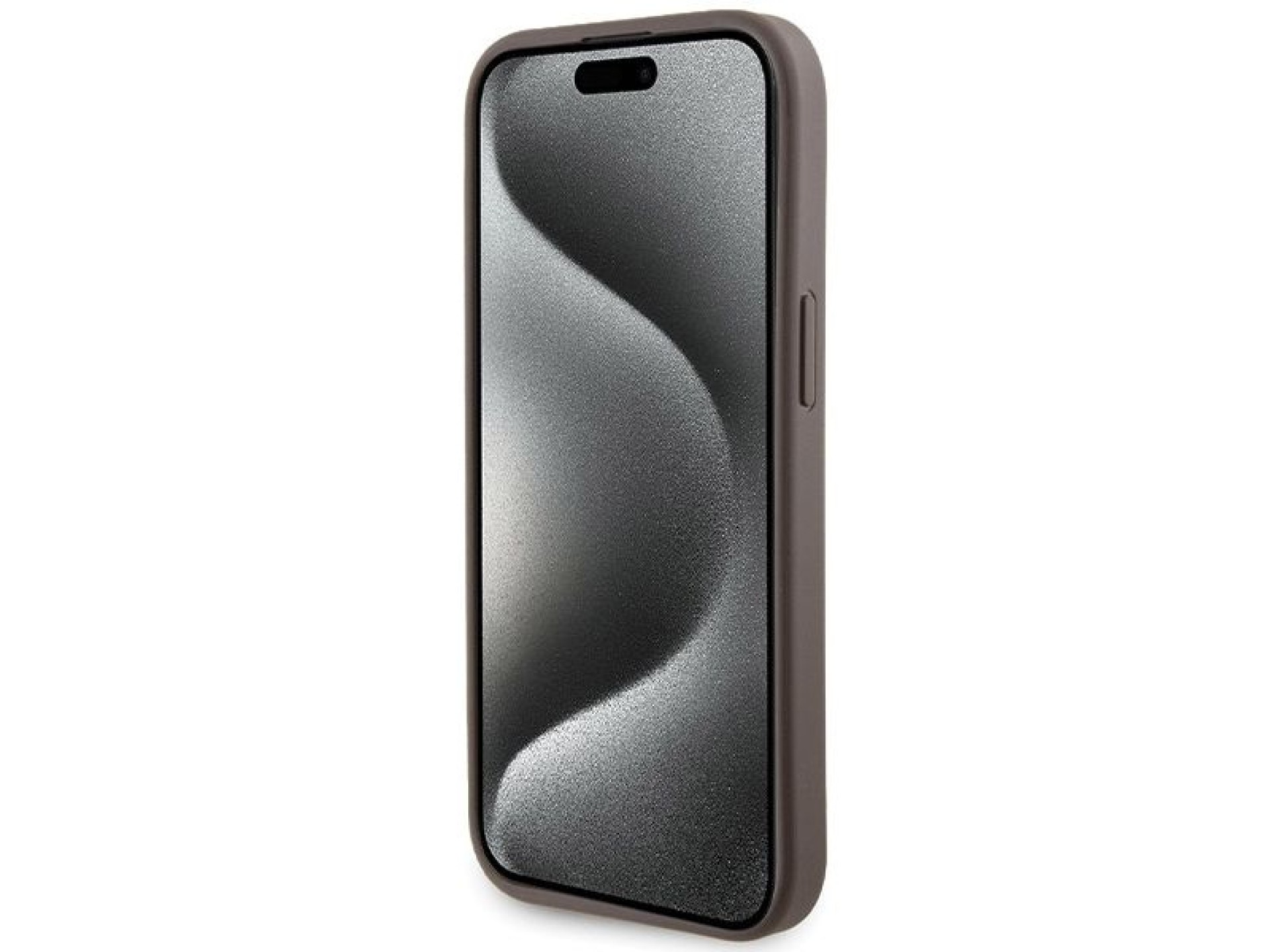 Guess Grip Stand 4G Triangle Strass case for iPhone 15 - brown