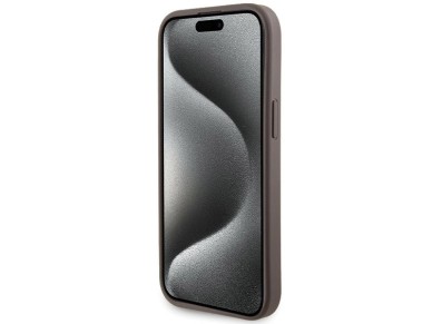 Guess Grip Stand 4G Triangle Strass case for iPhone 15 - brown Guess Grip Stand 4G Triangle Strass case for iPhone 15 - brown