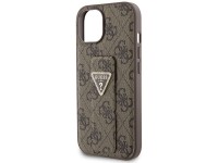 Guess Grip Stand 4G Triangle Strass case for iPhone 15 - brown Guess Grip Stand 4G Triangle Strass case for iPhone 15 - brown