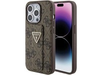 Guess Grip Stand 4G Triangle Strass case for iPhone 15 Pro - brown Guess Grip Stand 4G Triangle Strass case for iPhone 15 Pro - brown