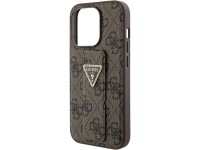 Guess Grip Stand 4G Triangle Strass case for iPhone 15 Pro - brown Guess Grip Stand 4G Triangle Strass case for iPhone 15 Pro - brown
