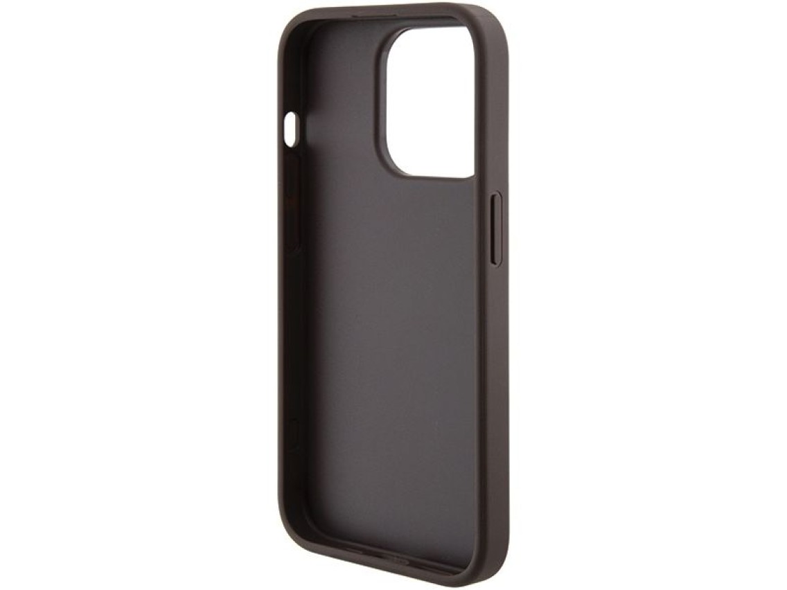 Guess Grip Stand 4G Triangle Strass case for iPhone 15 Pro - brown