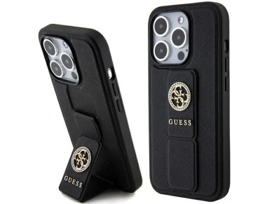 Guess Grip Stand 4G Saffiano Strass case for iPhone 15 Pro Max - black Guess Grip Stand 4G Saffiano Strass case for iPhone 15 Pro Max - black