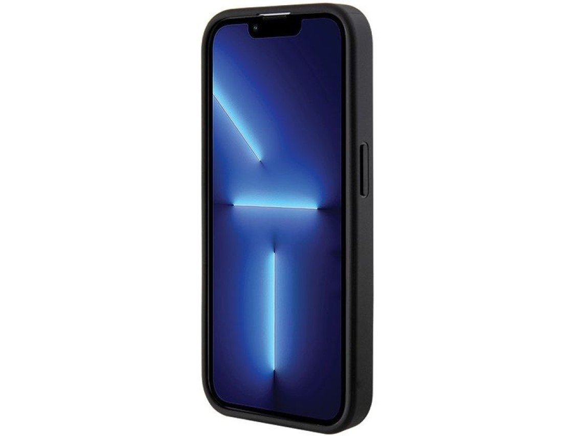 Guess Grip Stand 4G Saffiano Strass case for iPhone 15 Pro Max - black