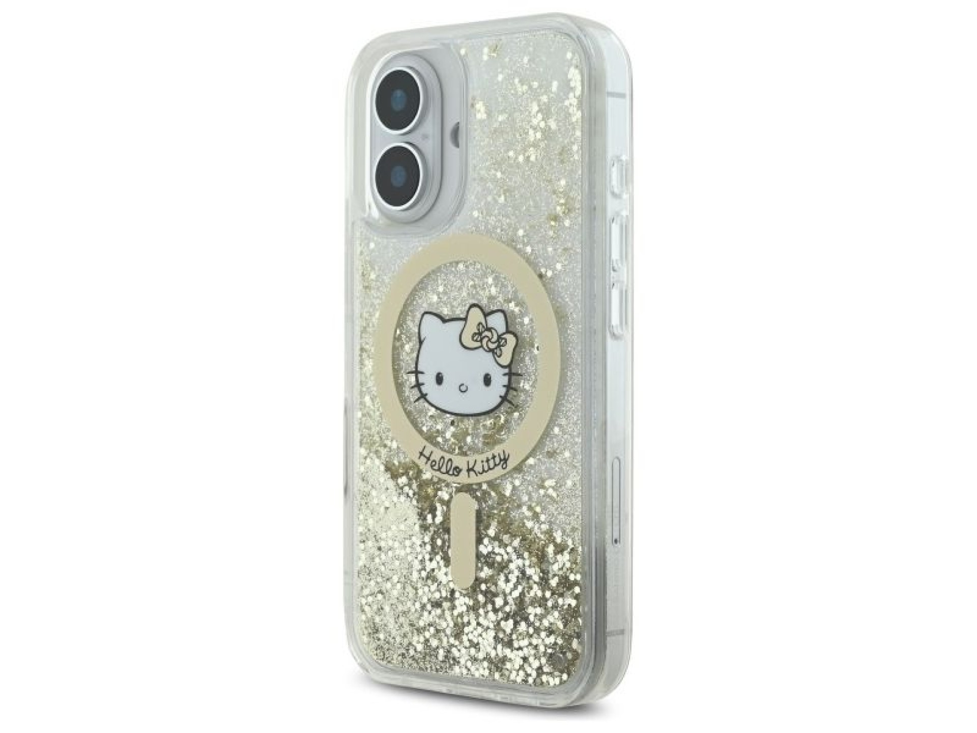Capa MagSafe Hello Kitty Liquid Glitter Fever para iPhone 16 - Dourada