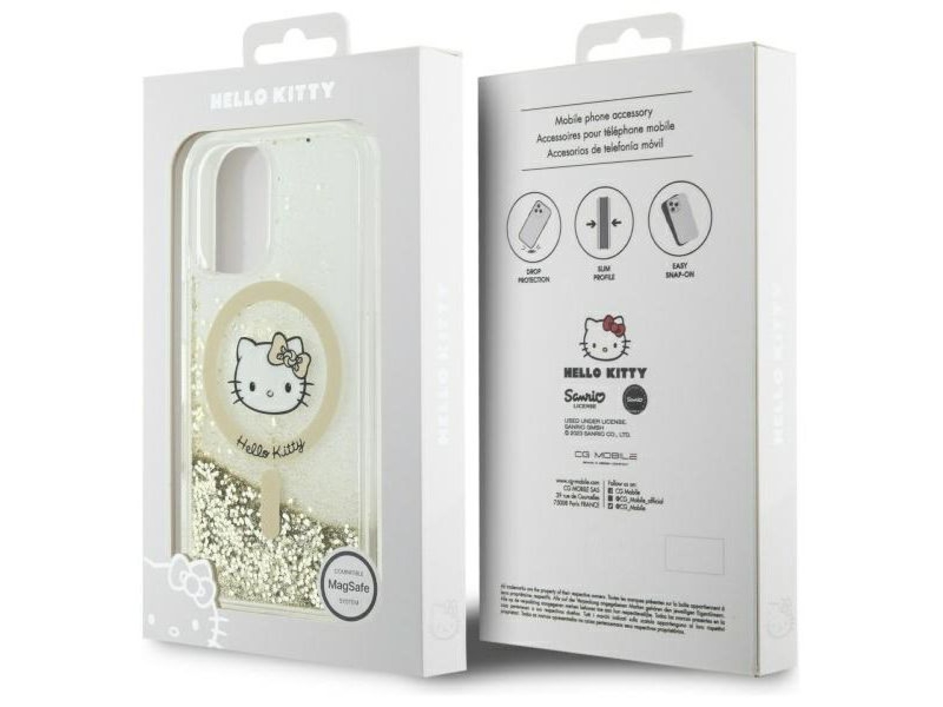 Capa MagSafe Hello Kitty Liquid Glitter Fever para iPhone 16 - Dourada