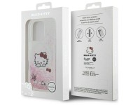 Capa MagSafe para iPhone 16 Pro com estampa Hello Kitty Liquid Glitter Sweet Kitty Bows - Branca