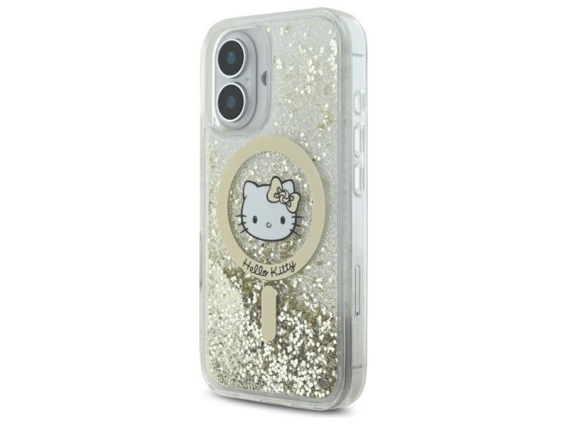 Capa MagSafe Hello Kitty Liquid Glitter Fever para iPhone 16 - Dourada