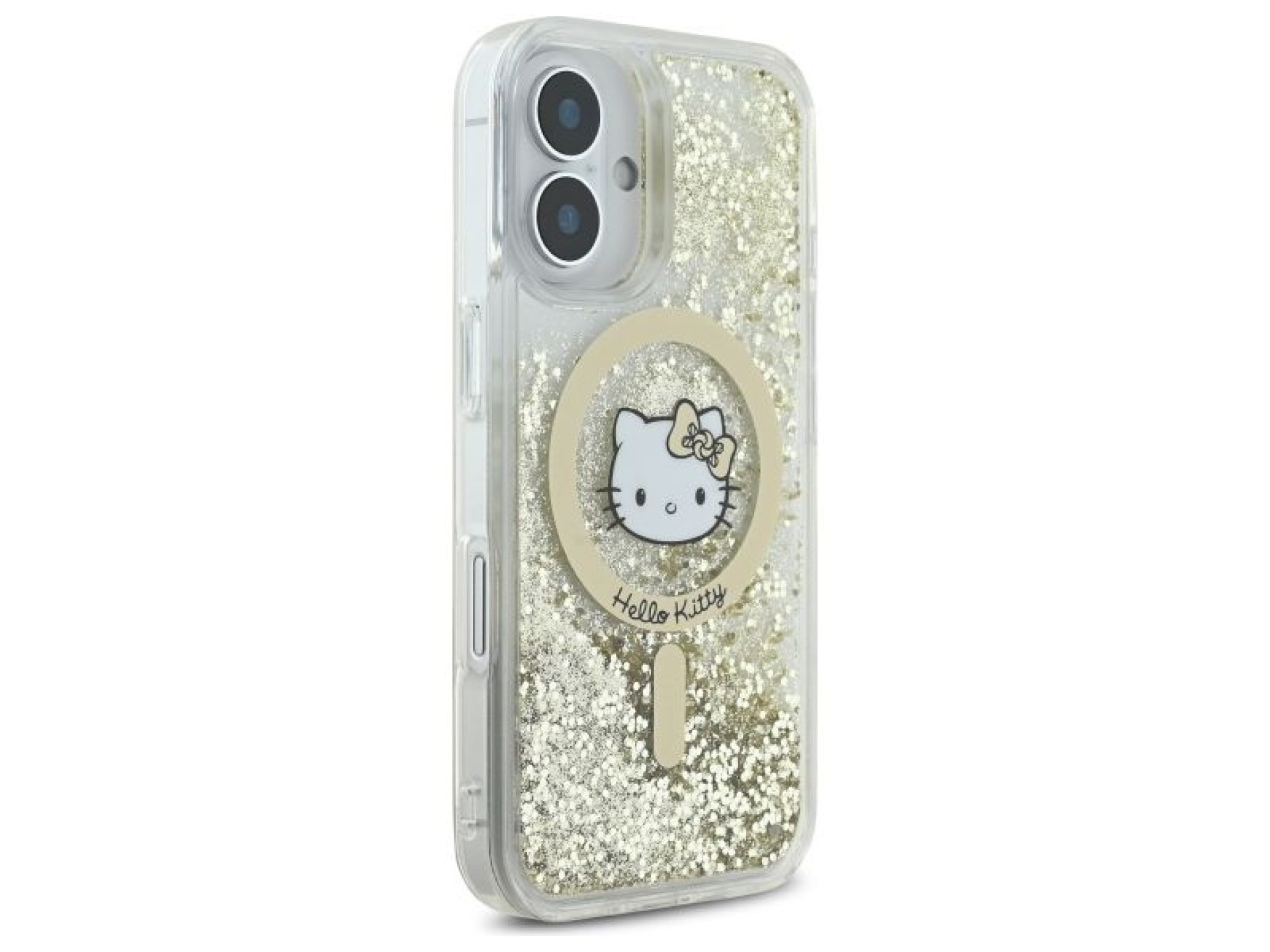 Capa MagSafe Hello Kitty Liquid Glitter Fever para iPhone 16 - Dourada