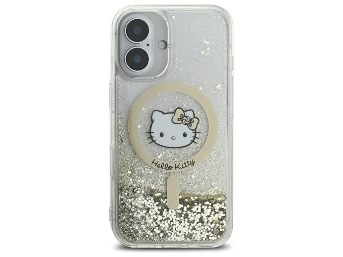 Capa MagSafe Hello Kitty Liquid Glitter Fever para iPhone 16 - Dourada