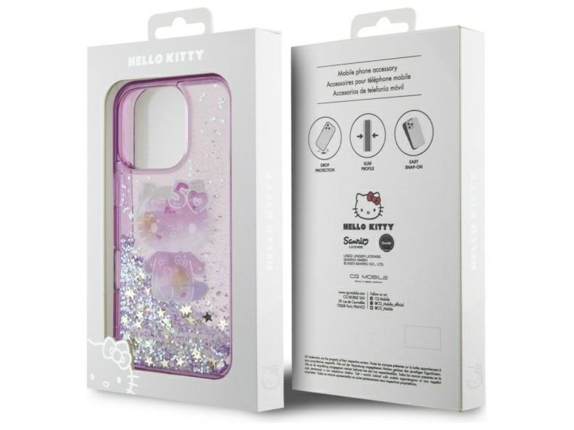 Hello Kitty Liquid Glitter 50TH Anniversary Party iPhone 16 Pro Case - Purple