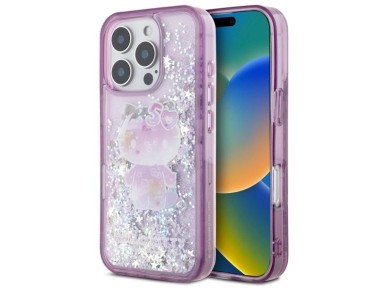 Capa para iPhone 16 Pro Max Hello Kitty Liquid Glitter para a Festa de 50º Aniversário - Roxa Capa para iPhone 16 Pro Max Hello Kitty Liquid Glitter para a Festa de 50º Aniversário - Roxa