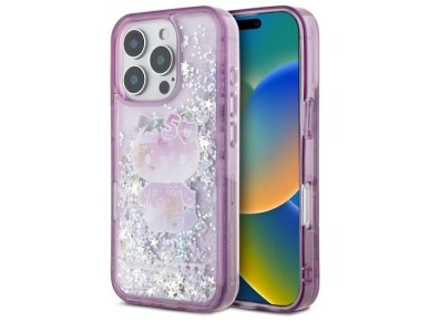 Capa para iPhone 16 Pro Hello Kitty Liquid Glitter para a Festa de 50º Aniversário - Roxa Capa para iPhone 16 Pro Hello Kitty Liquid Glitter para a Festa de 50º Aniversário - Roxa