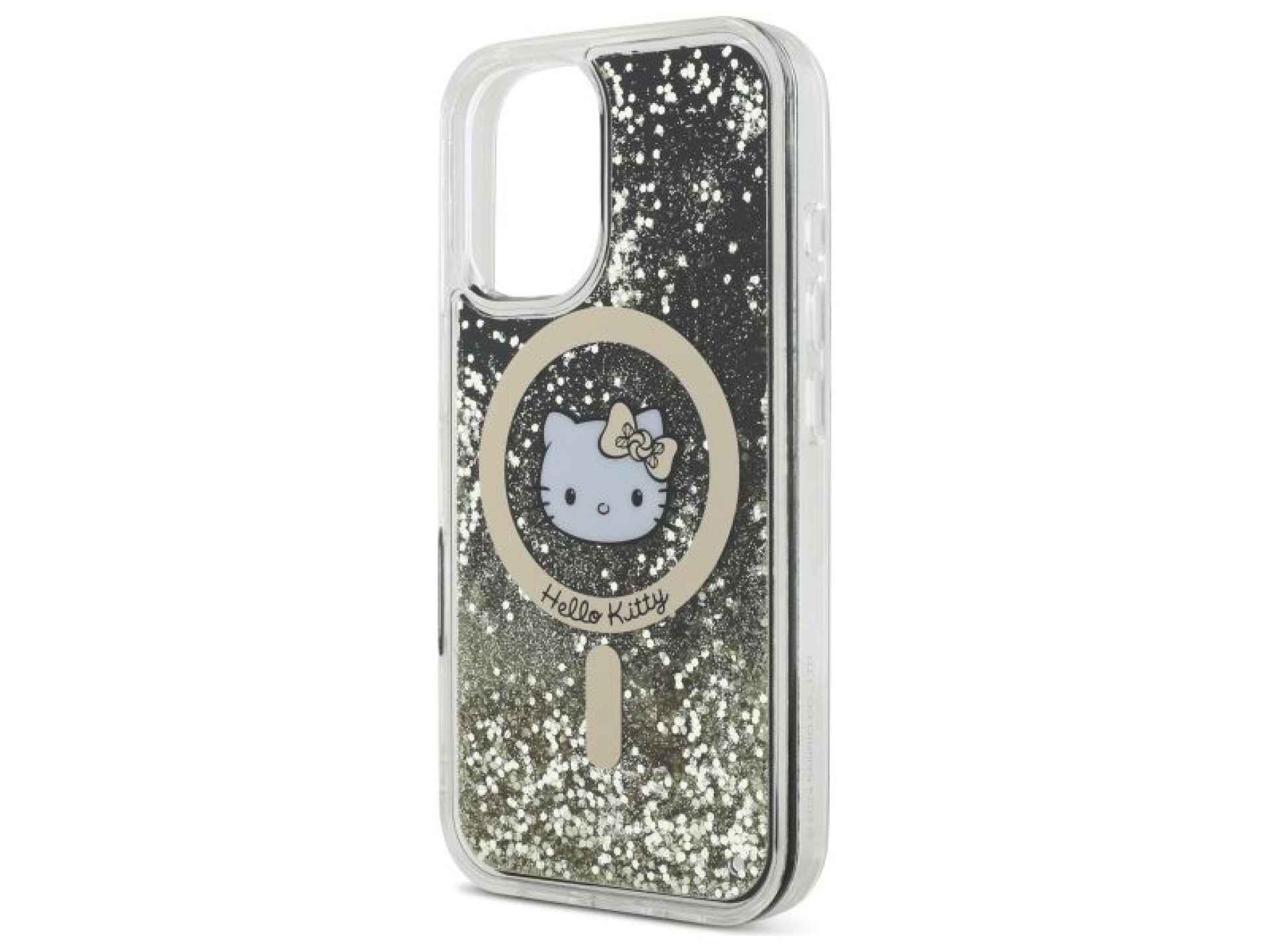 Capa MagSafe Hello Kitty Liquid Glitter Fever para iPhone 16 - Dourada