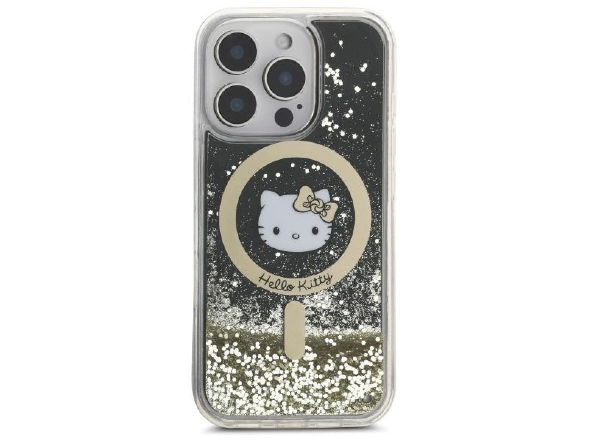 Capa MagSafe Hello Kitty Liquid Glitter Fever para iPhone 16 Pro Max - Dourada