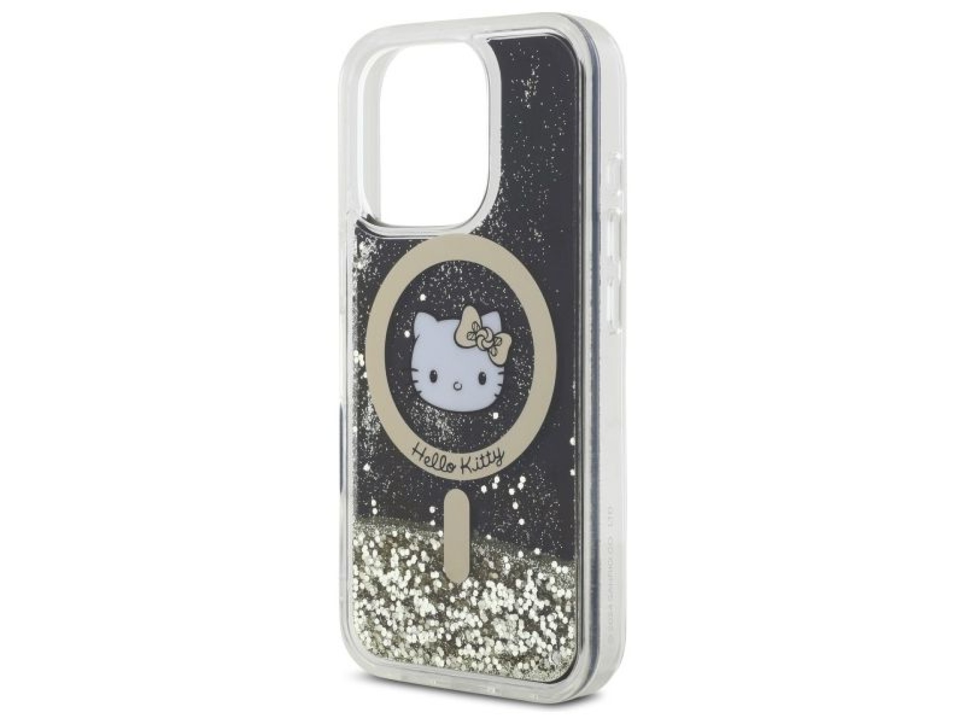 Capa MagSafe Hello Kitty Liquid Glitter Fever para iPhone 16 Pro Max - Dourada