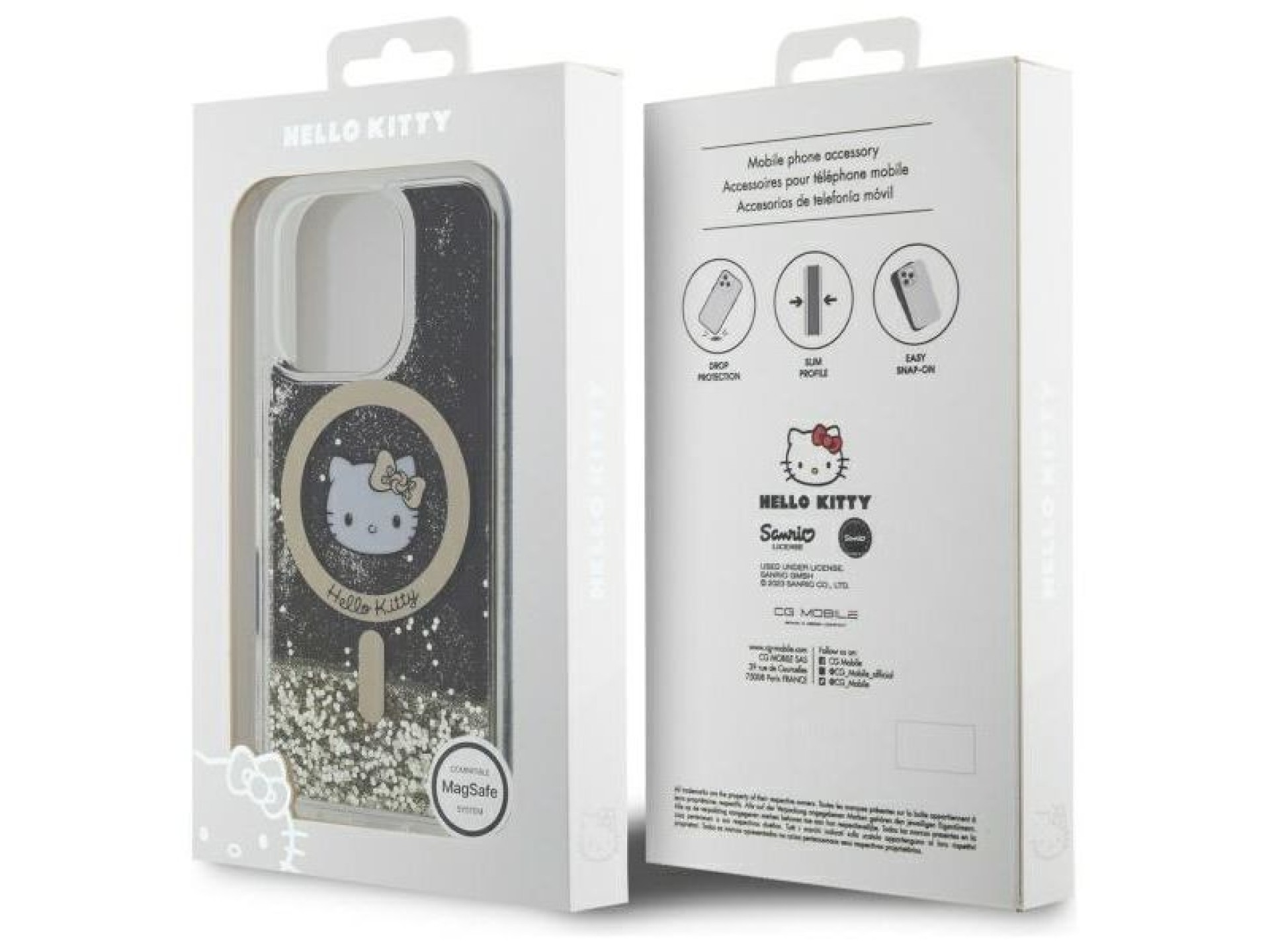 Capa MagSafe Hello Kitty Liquid Glitter Fever para iPhone 16 Pro - Dourada
