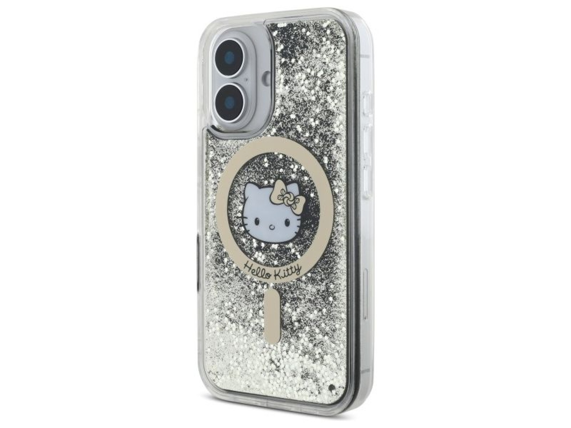 Capa MagSafe Hello Kitty Liquid Glitter Fever para iPhone 16 - Dourada