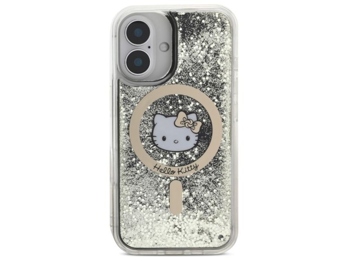 Capa MagSafe Hello Kitty Liquid Glitter Fever para iPhone 16 - Dourada