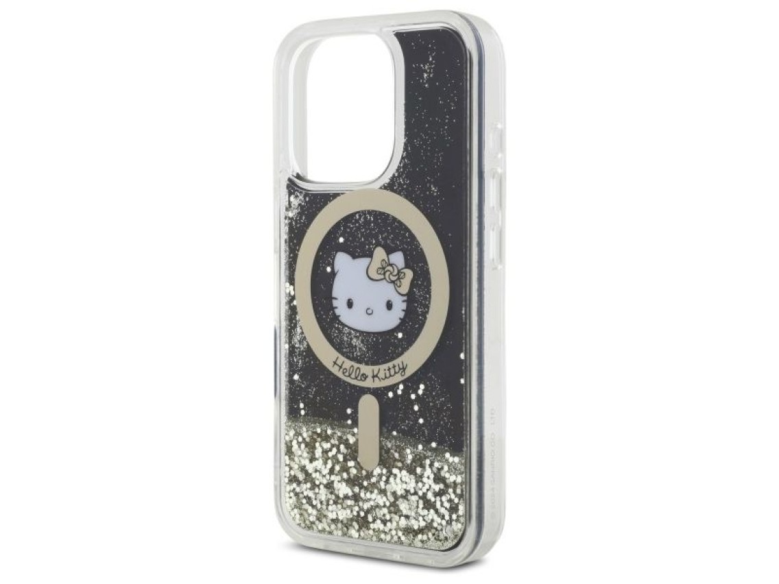 Capa MagSafe Hello Kitty Liquid Glitter Fever para iPhone 16 Pro - Dourada