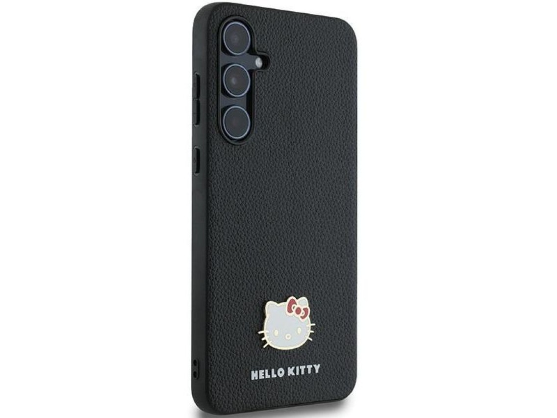 Funda metálica con logo de Hello Kitty para Samsung Galaxy A55 - negra