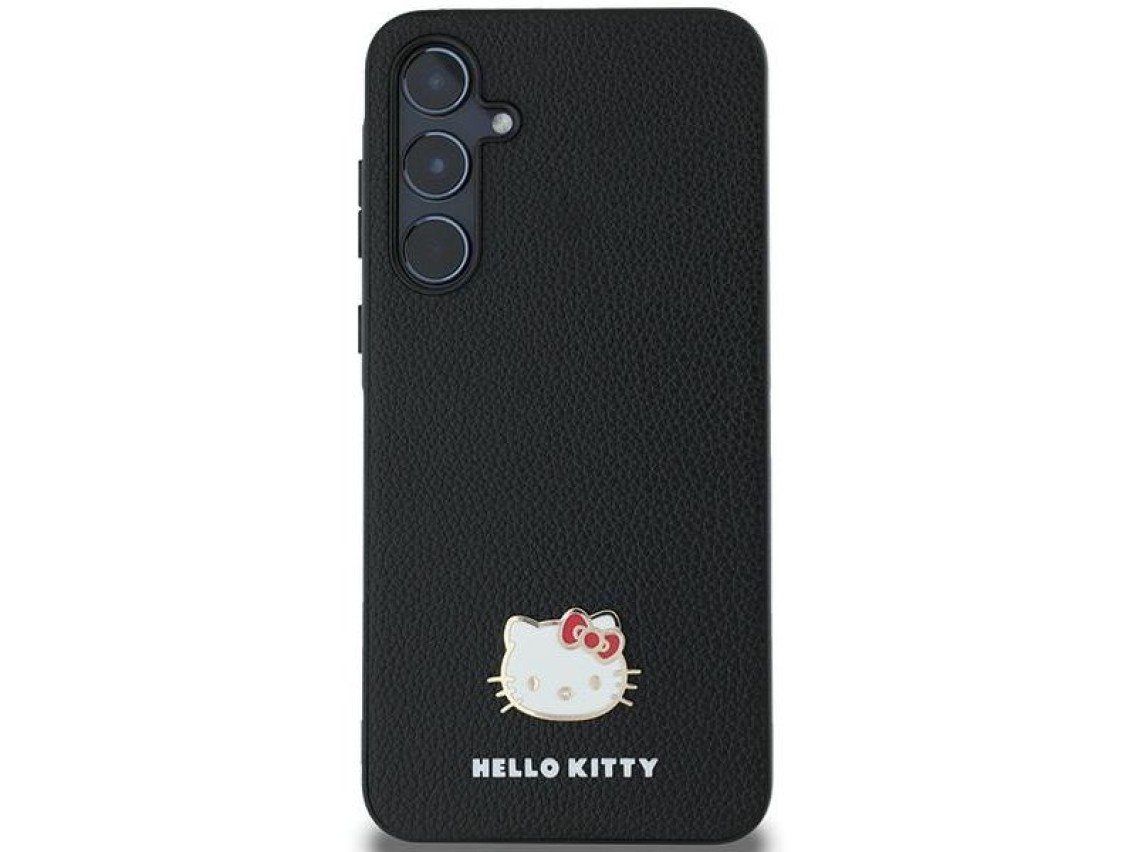 Funda metálica con logo de Hello Kitty para Samsung Galaxy A55 - negra