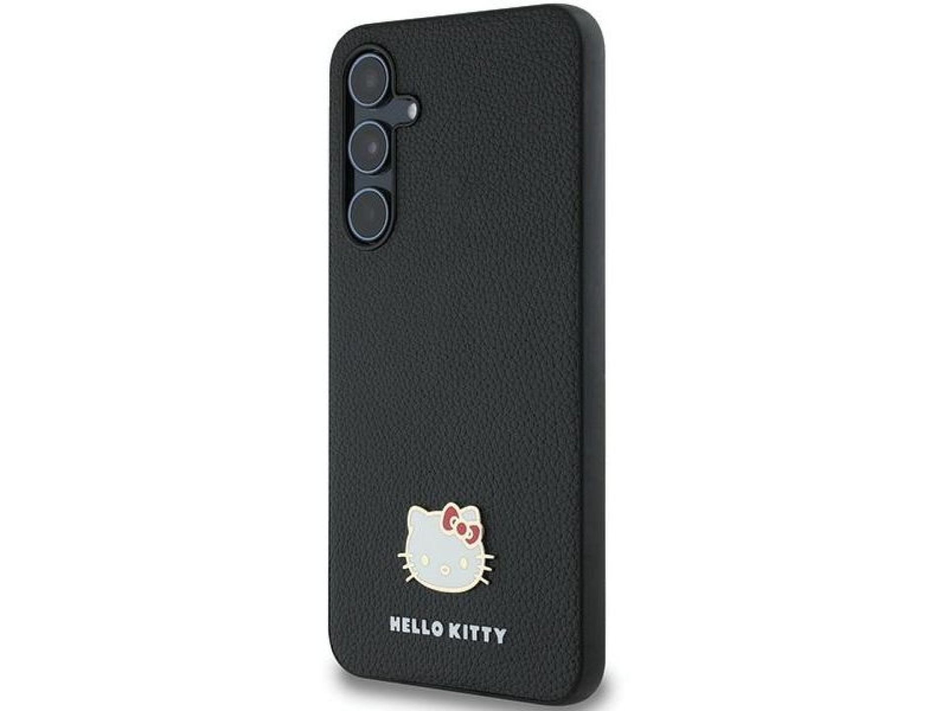 Funda metálica con logo de Hello Kitty para Samsung Galaxy A55 - negra